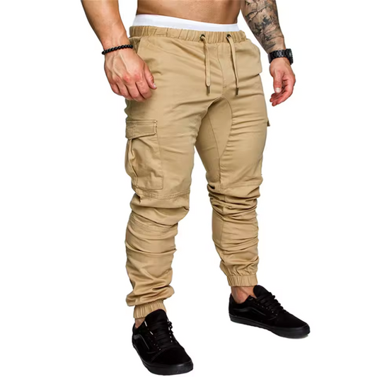 Men's Cargo Joggers Multi-Pocket Cotton - Fashinoza