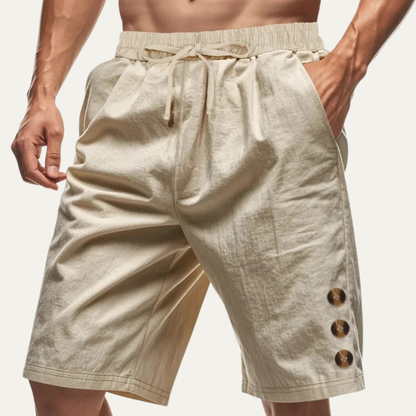 Men's Casual Drawstring Shorts Button Detail Summer