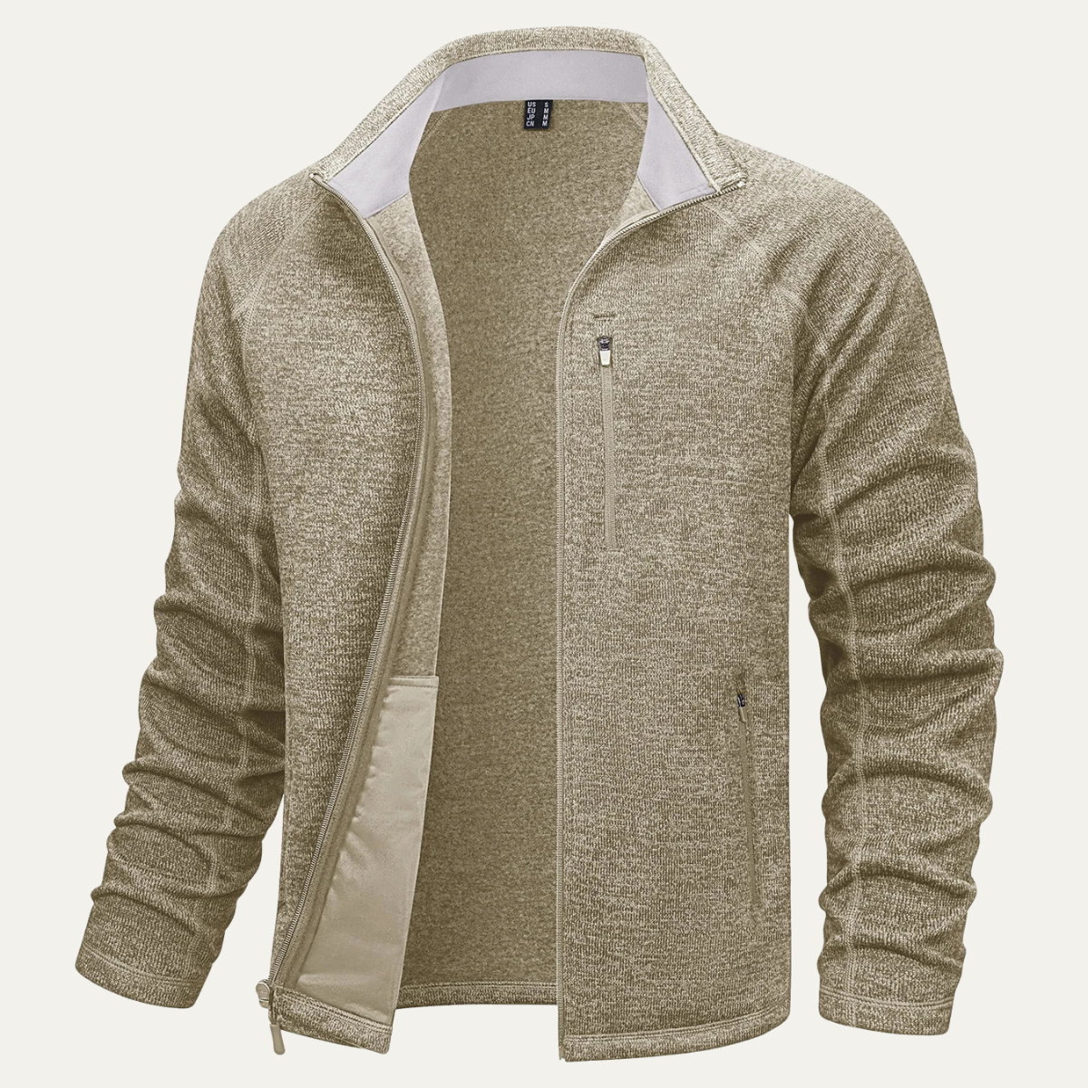 Men's Full Zip Fleece Jacket Warm Knitted - Fashinoza