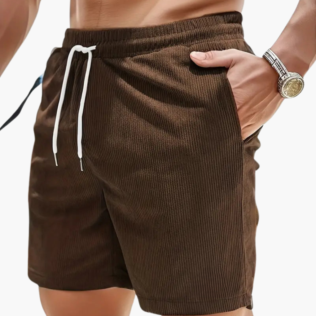 Mens Corduroy Shorts Casual Summer Beige