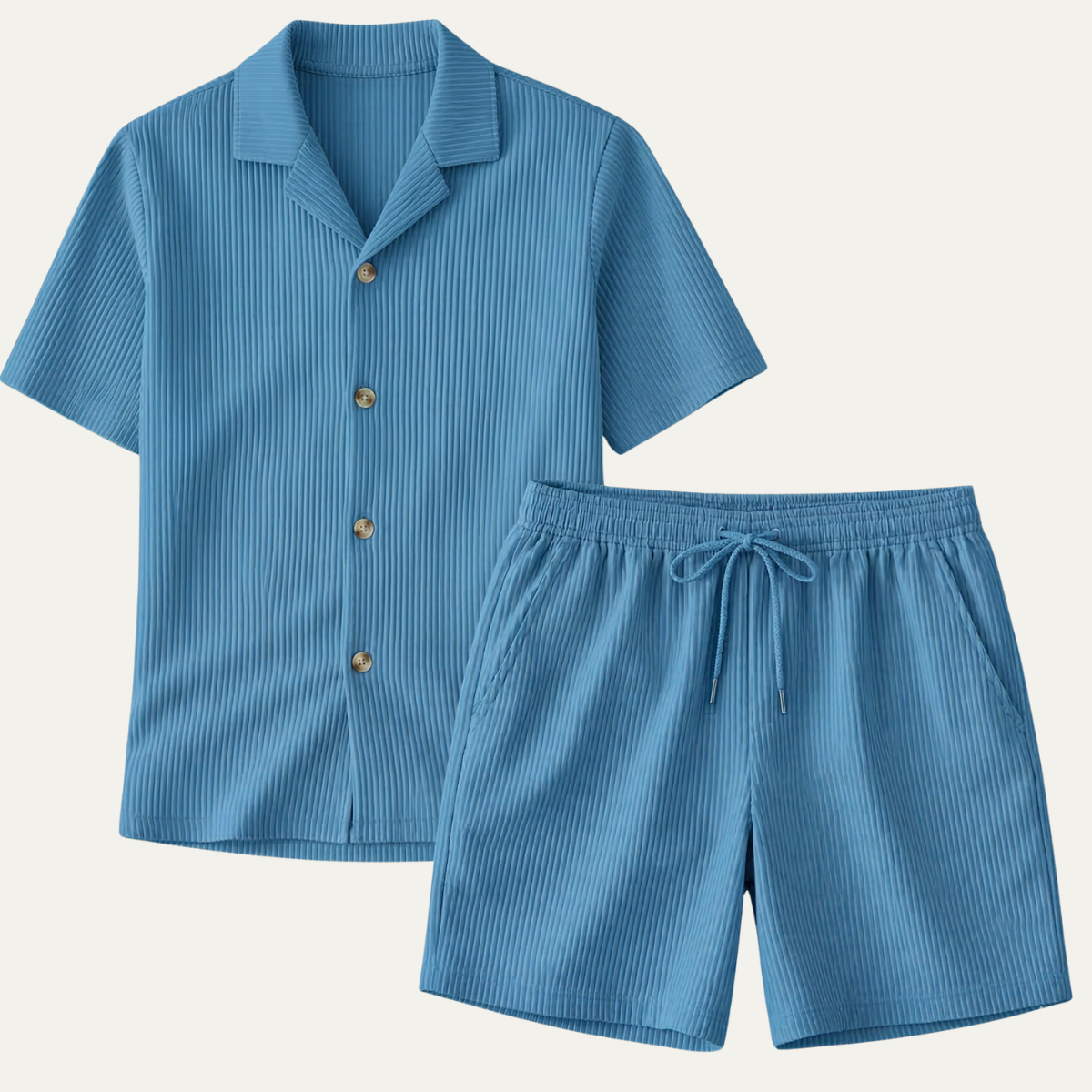 Men's Ribbed Summer Set Shirt And Shorts