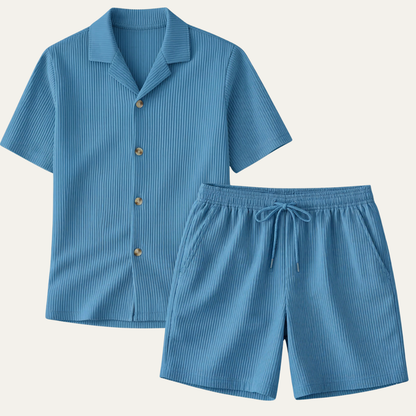 Men's Ribbed Summer Set Shirt And Shorts