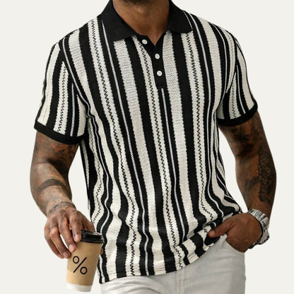 Men's Striped Polo Shirt Knit