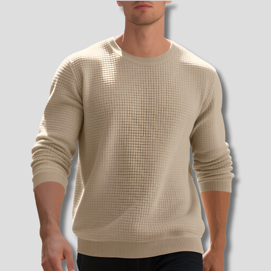 Men's Waffle Knit Sweater Comfortable - Fashinoza