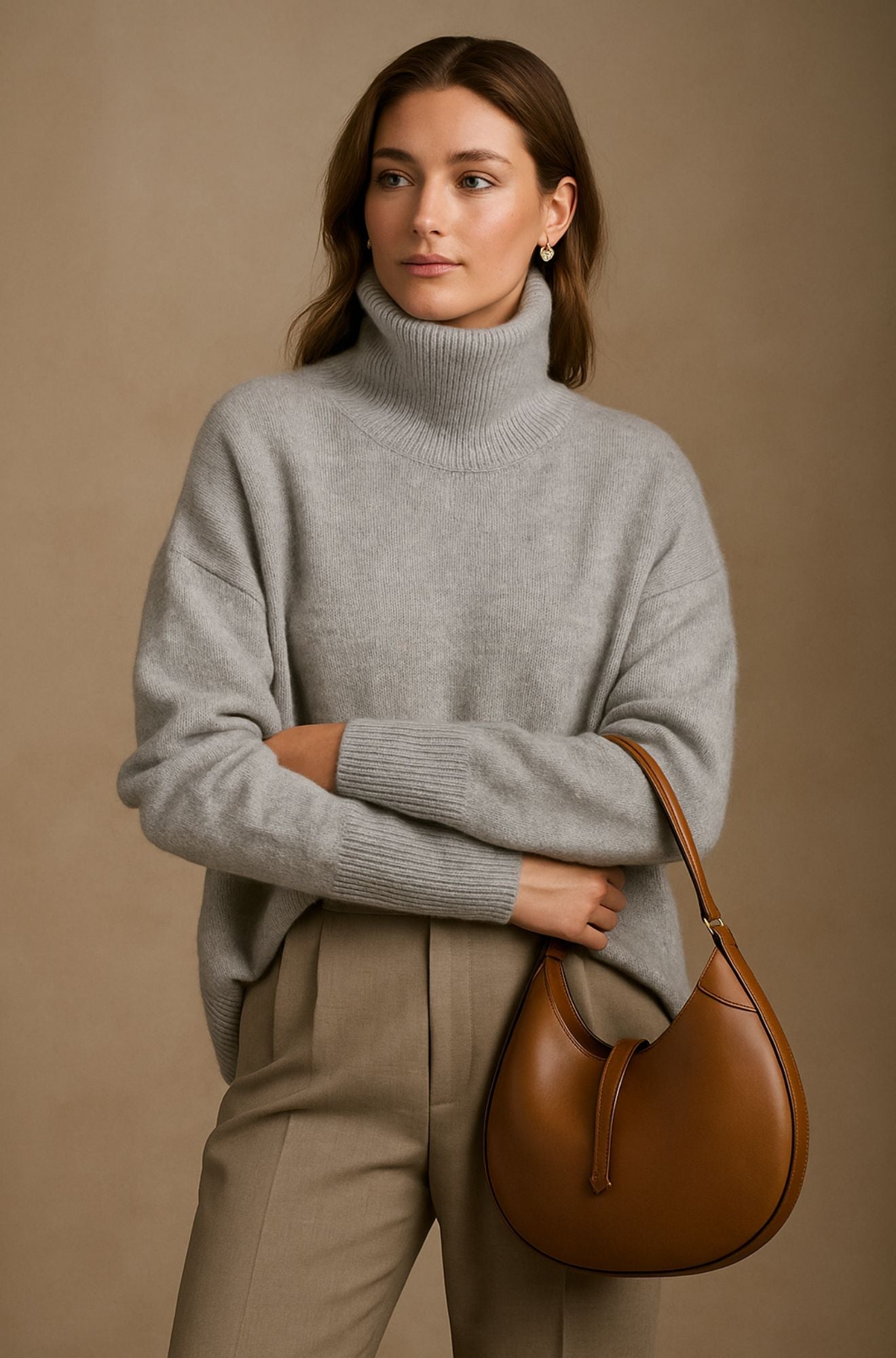 Women's Long Sleeve Turtleneck Sweater Knit Pullover