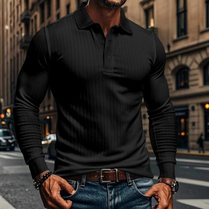 Men's Ribbed Polo Shirt Knitted