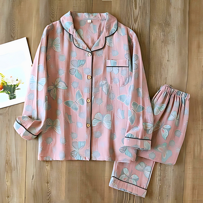 Women's Cotton Loungewear Set Butterfly Print