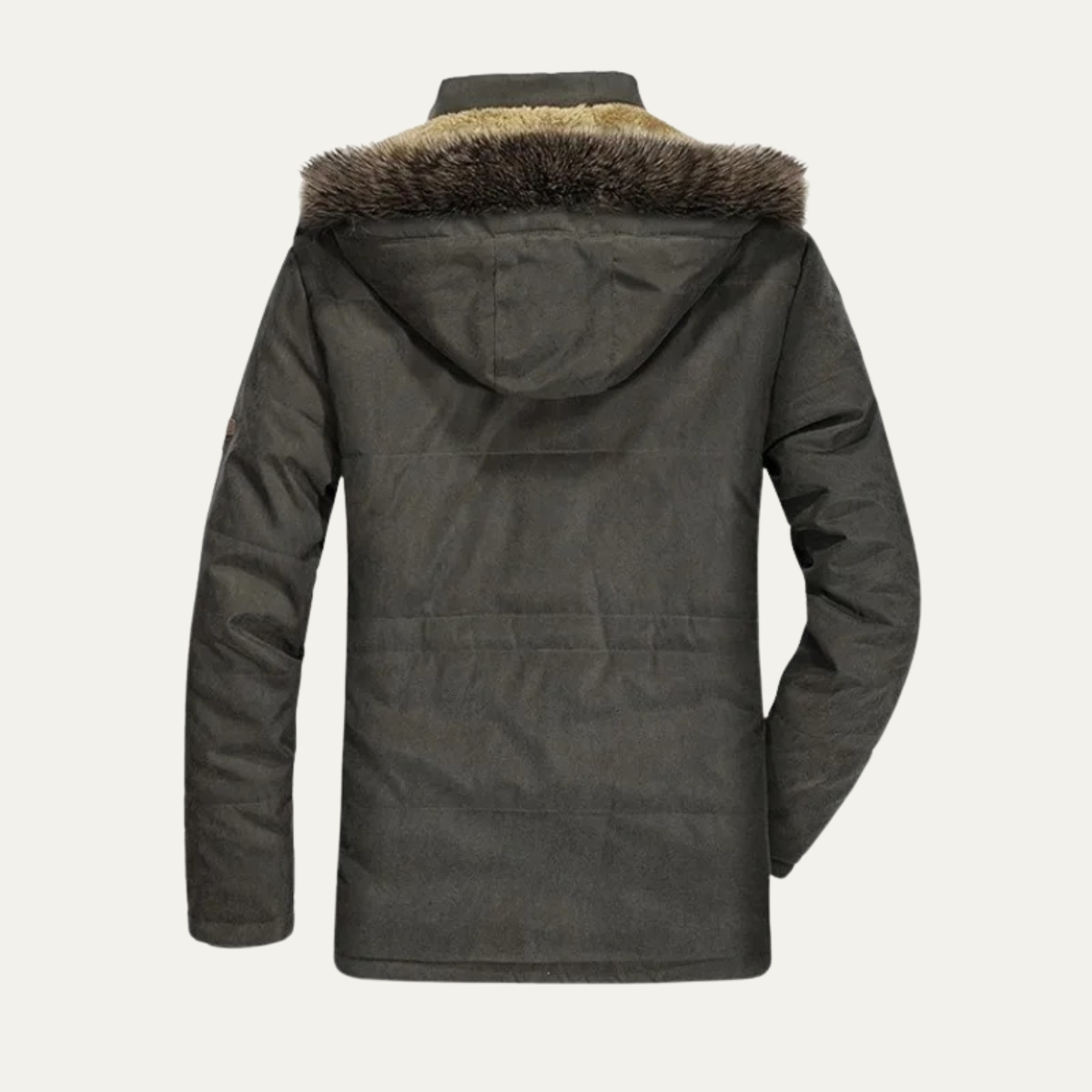 Men's Warm Hooded Fur Jacket Multi Pockets