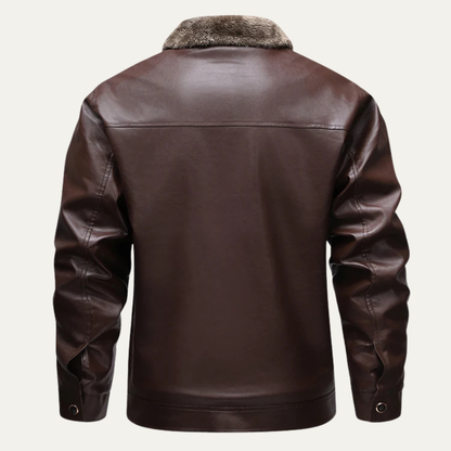 Men's Leather Zip Up Coat Fleece Lined