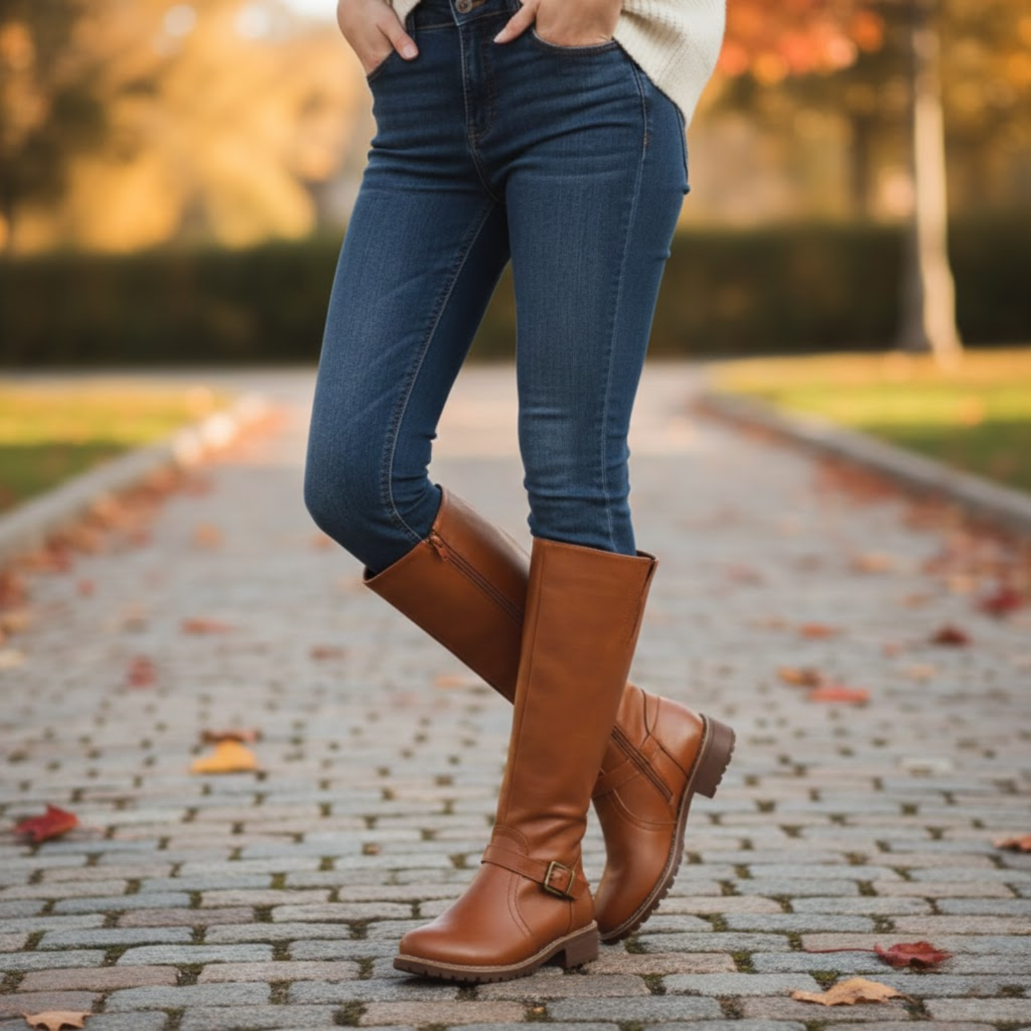 Women's Riding Boots Round Toe Chunky Heel Over-the-Knee High Boots