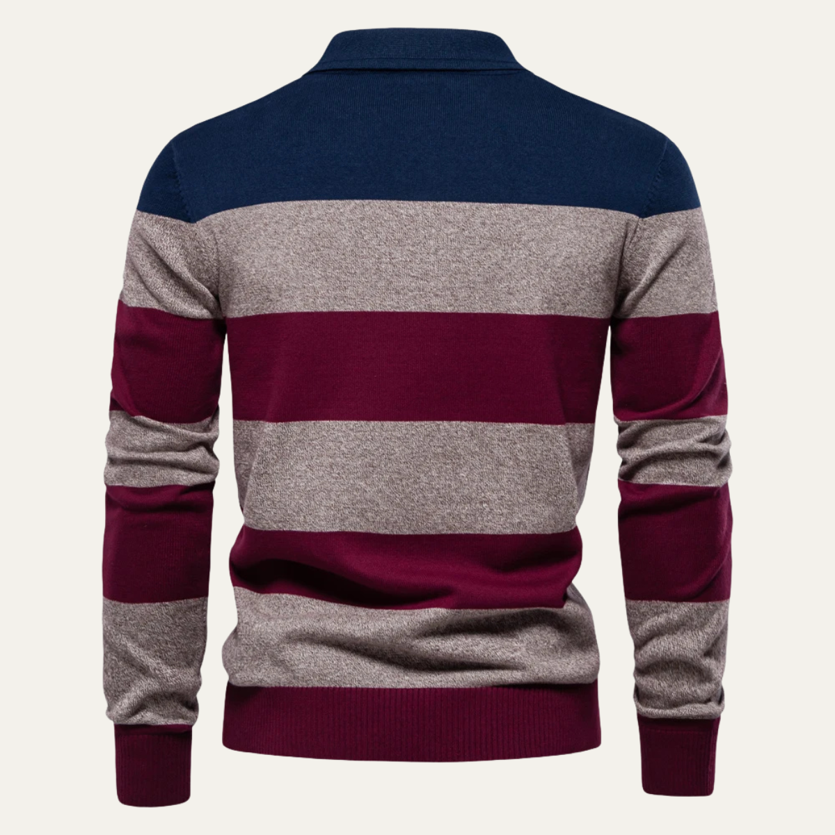 Men's Cotton Striped Polo Sweater