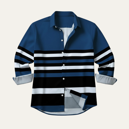 Men's Striped Dress Shirt Color Block Modern Style