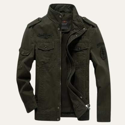Men's Military Cargo Jacket Cotton Green - Fashinoza