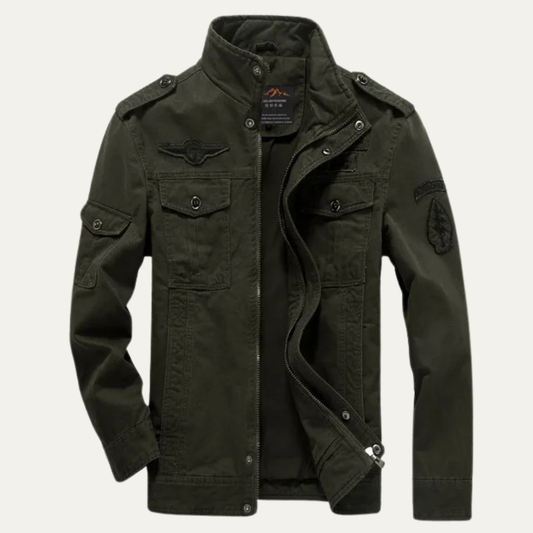 Men's Military Cargo Jacket Cotton Green - Fashinoza