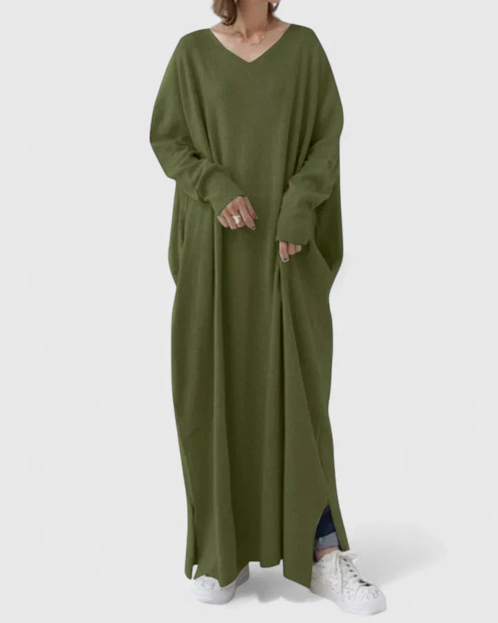 Women’s Long Sleeve V-Neck Maxi Dress