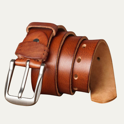 Men's Vintage Leather Belt Cowhide Brown