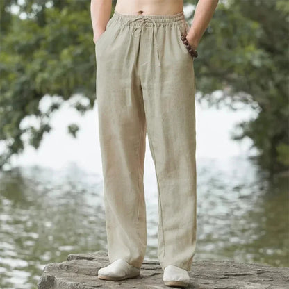 Men's Linen Beach Pants Lightweight Summer Comfort