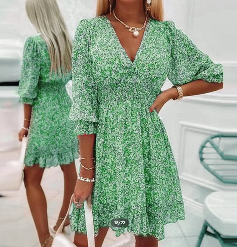 Women's Boho Mini Dress Floral Print
