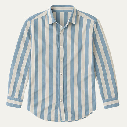 Men's Linen Stripe Dress Shirt - Fashinoza