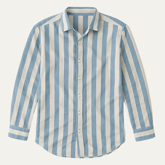 Men's Linen Stripe Dress Shirt - Fashinoza