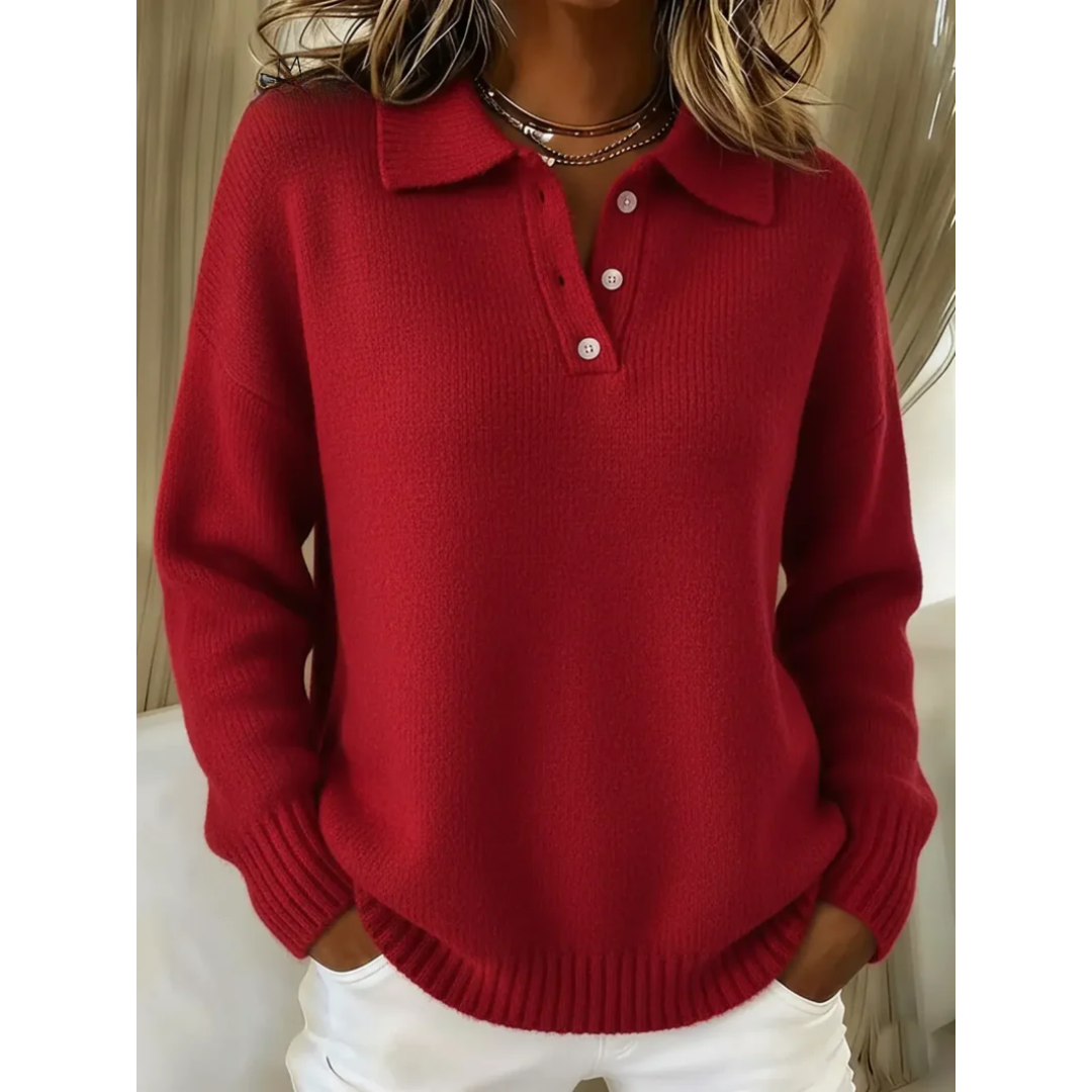 Women’s Soft Knit Polo Neck Sweater