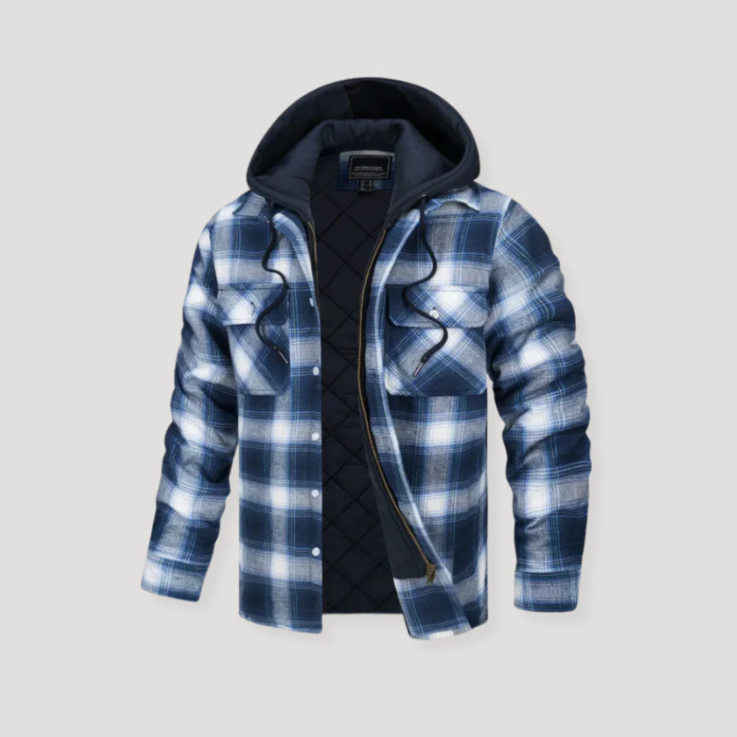 Men's Plaid Flannel Hooded Jacket - Fashinoza