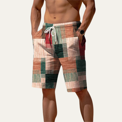 Men's Checked Summer Shorts Drawstring Casual