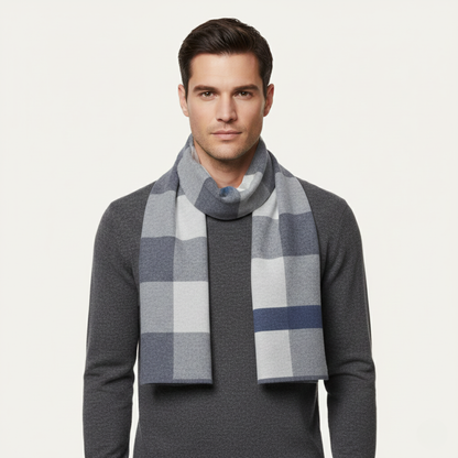 Men's Plaid Scarf Classic Knit Wool Red