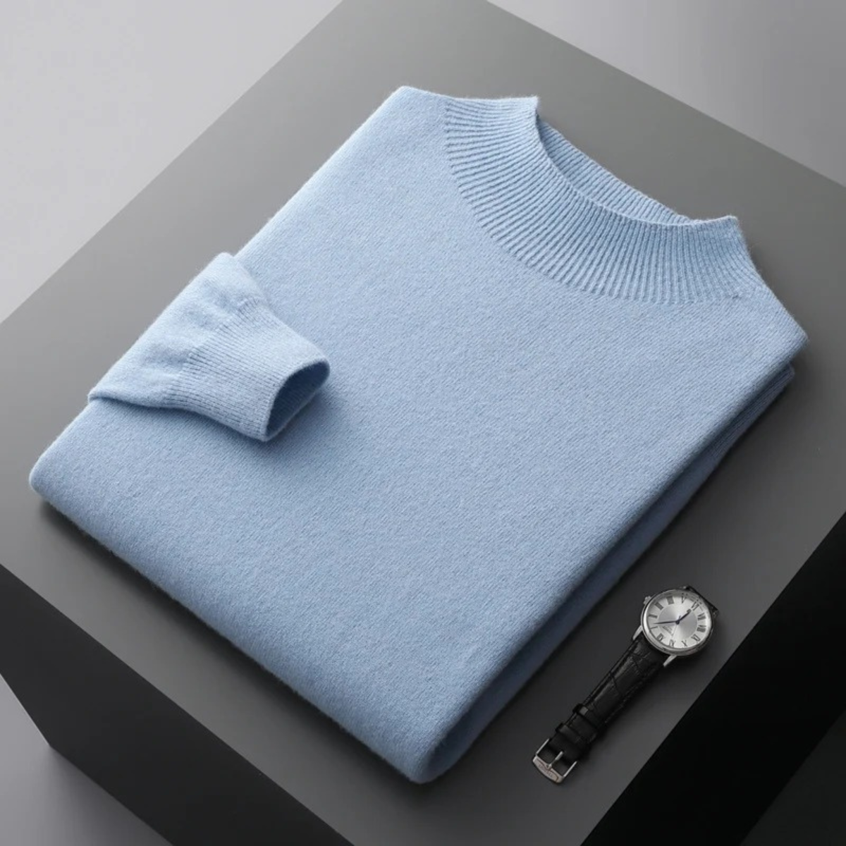 Men's Mock Neck Knit Sweater Plain