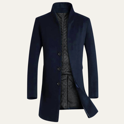 Men's Wool Blend Trench Coat Stand Collar