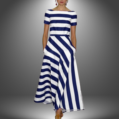 Women's Striped Maxi Dress Handcrafted