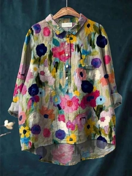 Maya | Women Floral Button Front Pocket Blouse