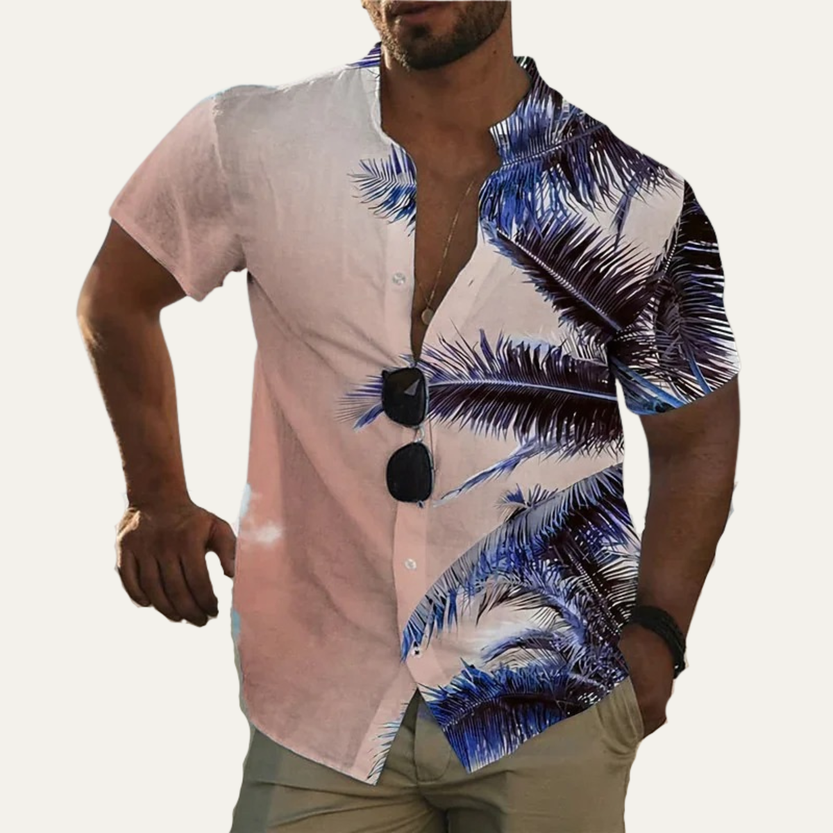 Ridgewind Men's Hawaiian Shirt Tropical Print Coconut Design