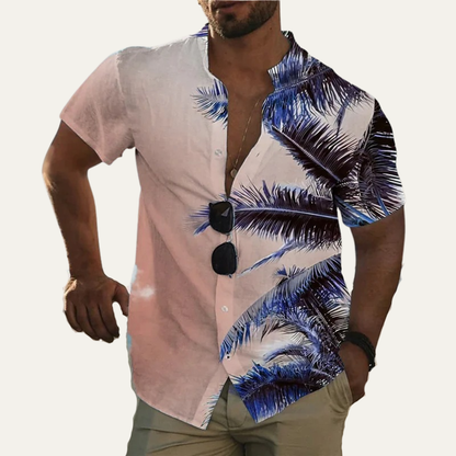 Ridgewind Men's Hawaiian Shirt Tropical Print Coconut Design