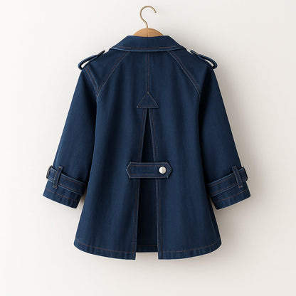Elara | Modern Denim-Style Trench Coat