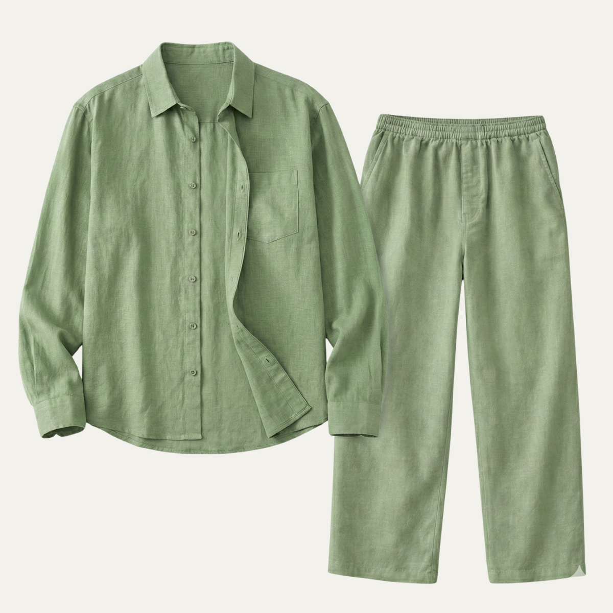 Men's Linen Shirt And Pants Oversized Set
