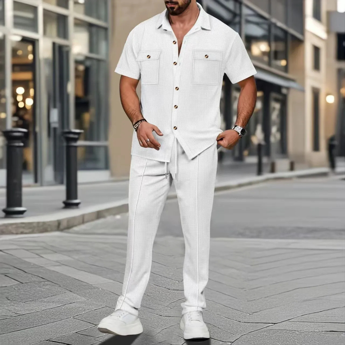 Edgemont Men's Casual Button Up Shirt And Pants Set