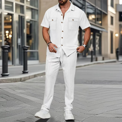 Edgemont Men's Casual Button Up Shirt And Pants Set