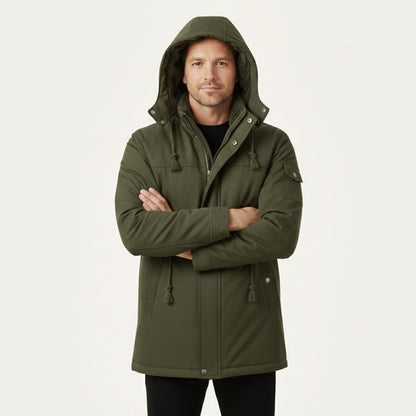 Men's Modern Parka Jacket Waterproof Hooded Black