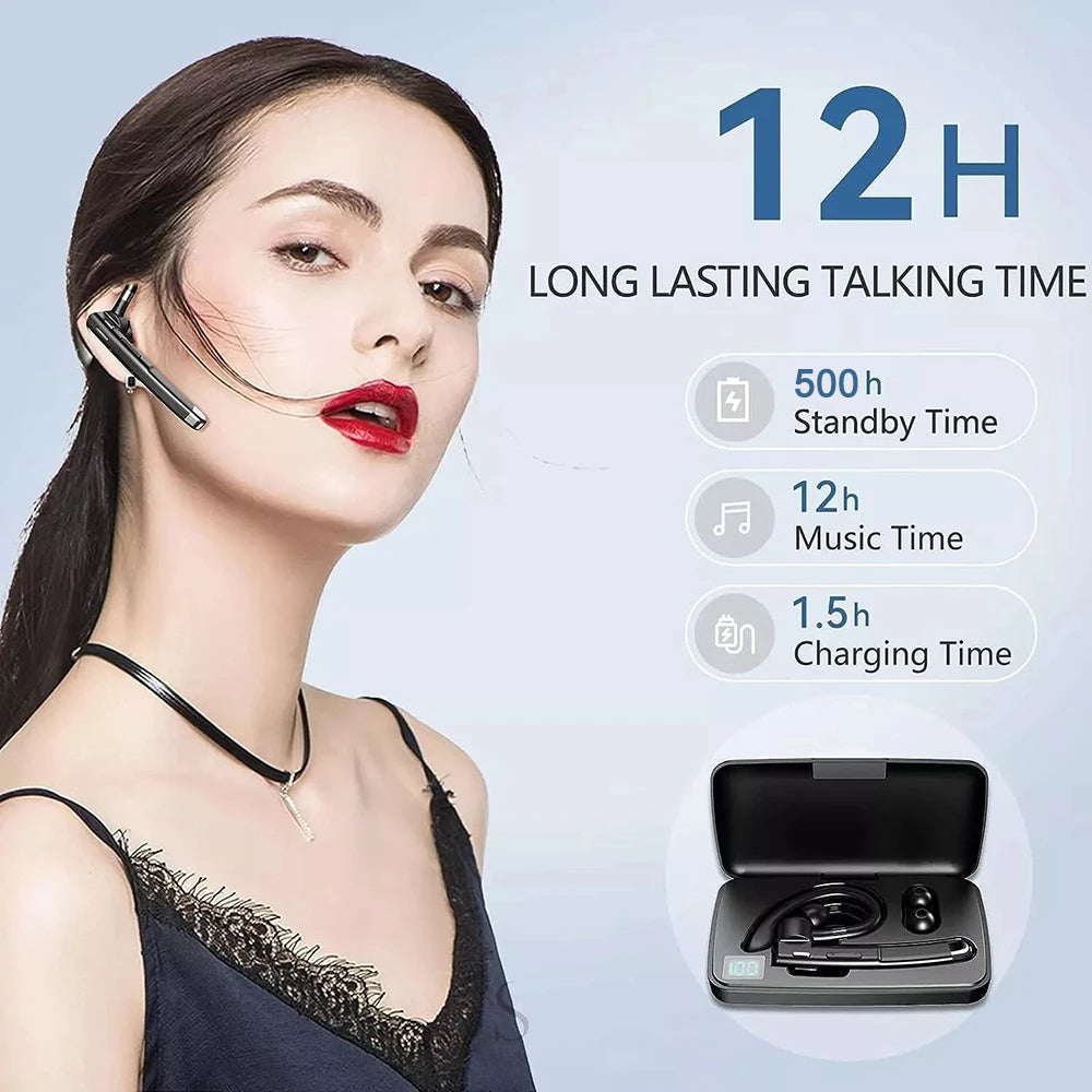 Bluetooth 5.3 Single Ear Headset Noise Cancelling - Fashinoza