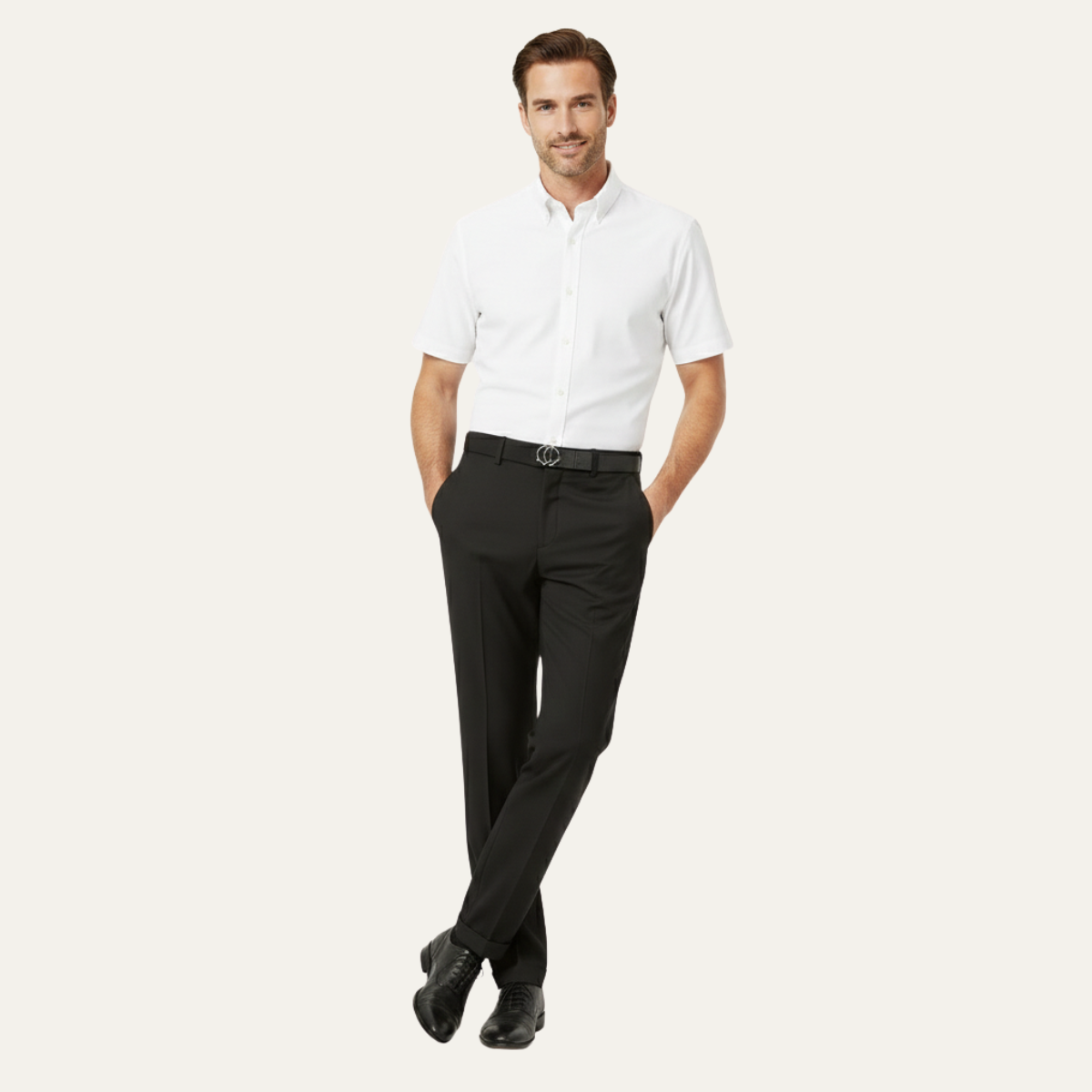 Men's Slim Fit Linen Dress Pants Pleated Beige