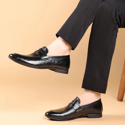 Men's Slip-On Dress Shoes Strap Detail Leather