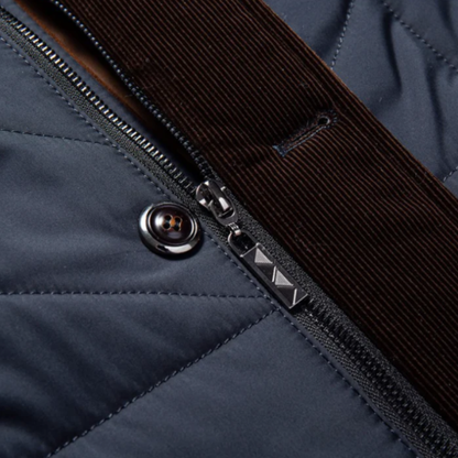 Men's Quilted Padded Winter Jacket Velvet Collar