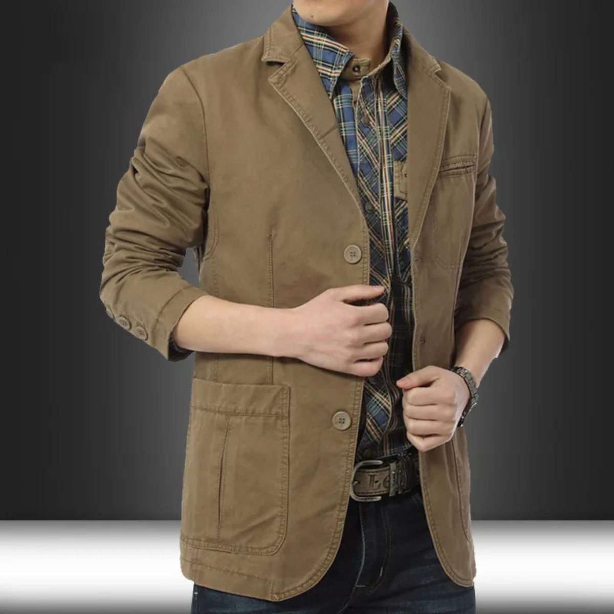 Men's Slim Fit Cotton Blazer Lightweight Beige