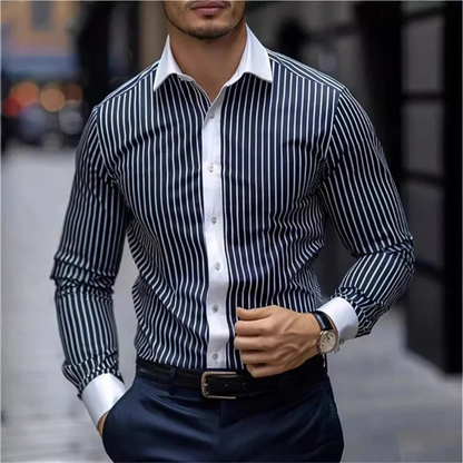 Men's Casual Stripe Shirt Multicolor Cotton