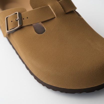 Bebealy Fashion Suede Clogs Women Cork Footbed Mules Nonslip Arch Support Slide Sandals