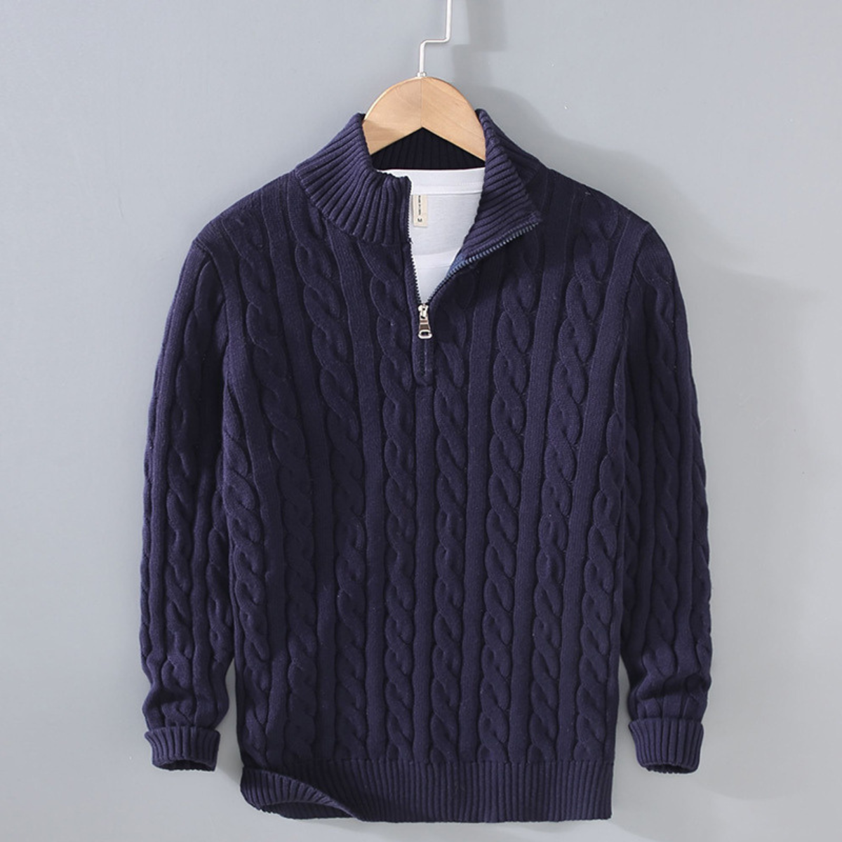 Men's Knit Cable Sweater Quarter Zip