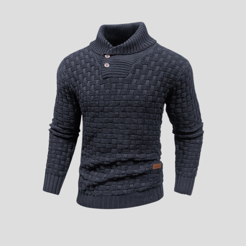 Men's Half Collar Button Up Sweater