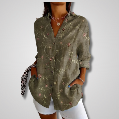 Women's Printed Button-Down Blouse
