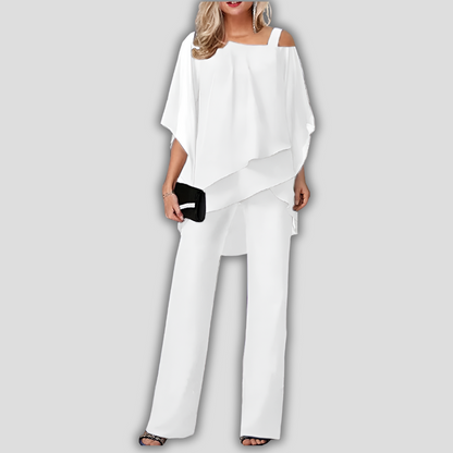 Women's 2 Piece Chiffon Pantsuit Cape